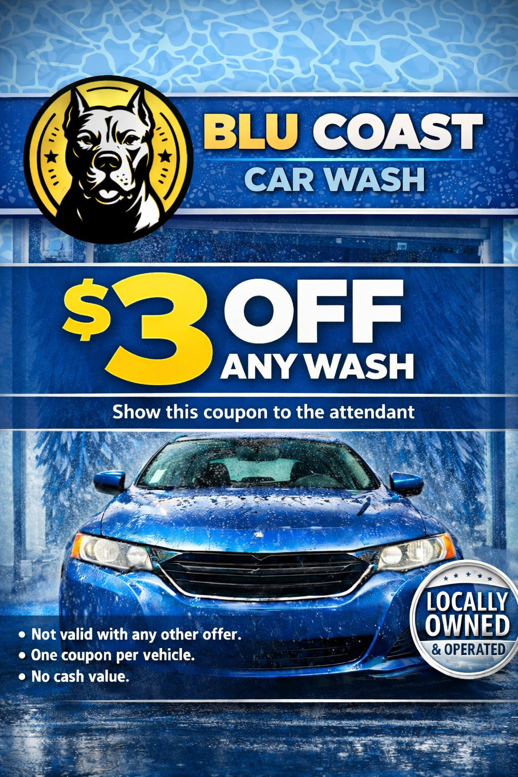 $3 Off Any Wash At Blu Coast